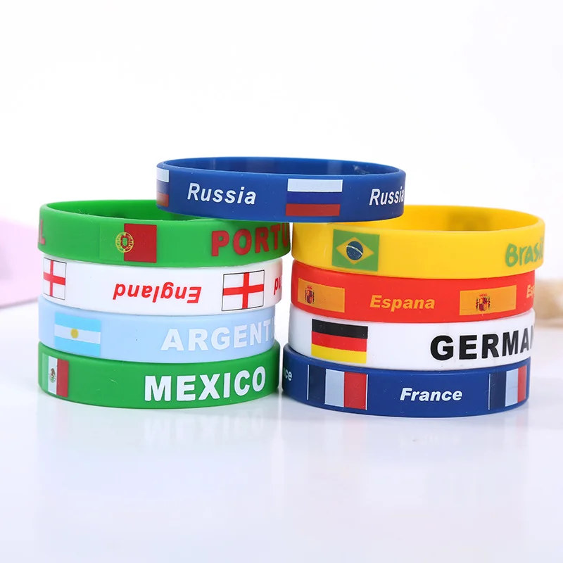 Silicone Wristbands Custom Logo Promotional Country Flags Silicone Bracelet for Event factory