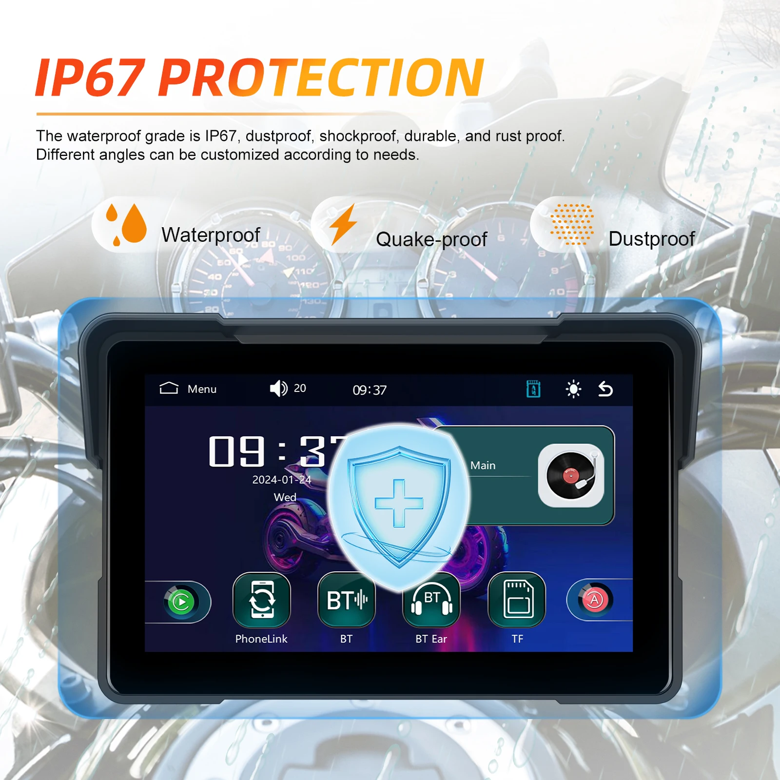 android auto monitor ip67 waterproof airplay android cast bt a3954-8
