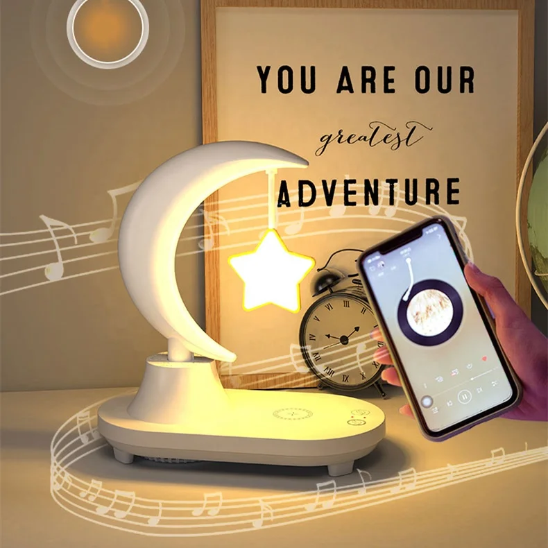 2022 Новое поступление портативное беспроводное зарядное устройство BT Колонка прикроватные светодиодные ночные светильники перезаряжаемые настольные лампы умный дом гаджет