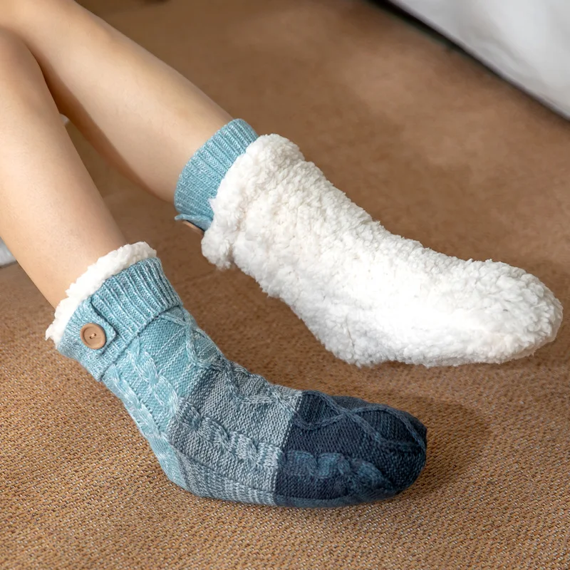 thumbnail image 2 of Women's Cozy Fuzzy Sherpa Lined Winter Slipper Socks - Non-Skid, Warm Thermal 2 of 3