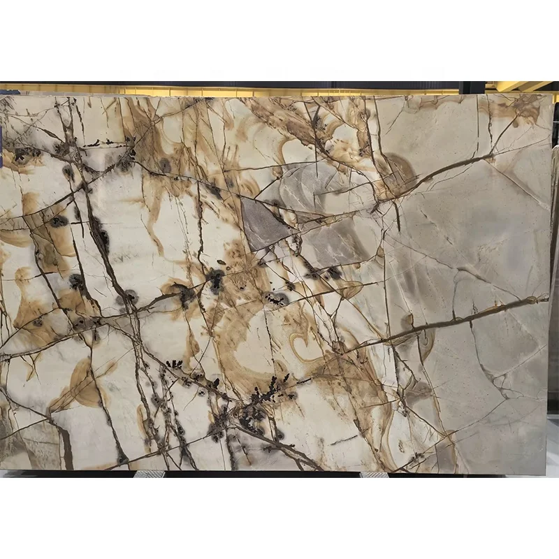 Люкс табигый алтын кварцити полированный Рома Империале чоң плита, кварцит плиталары, современный кухня жана вилла үчүн мрамордун башка бөлмөсүндөгү уюштуруу үстүнөн