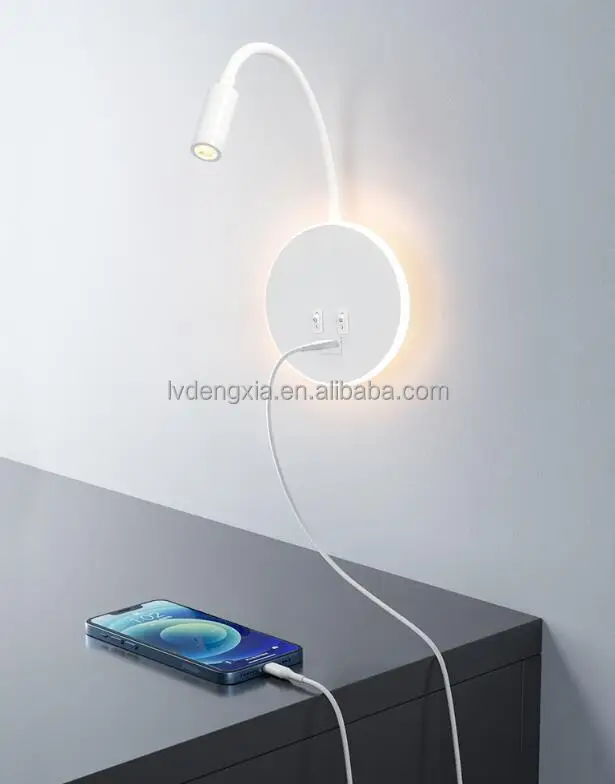 USB充電器付き壁掛け式読書灯ベッドサイドスポットライトアメリカン