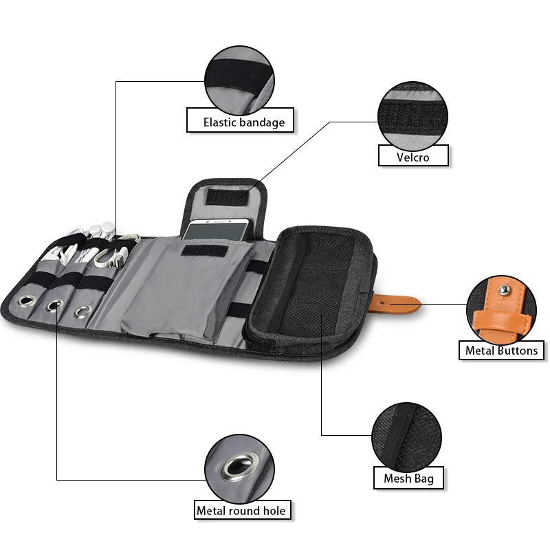 Waterproof Travel Data Cable Organizer Bag Digital USB Earphone Wire Storage Case Bag