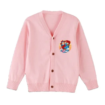 Hot selling comfortable children's cardigan button V-neck Chinese element logo sweater