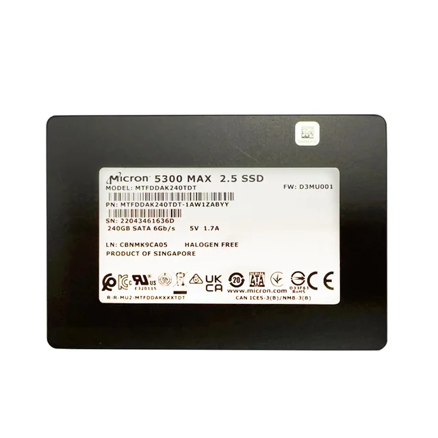 Micron 5300MAX 240GB 2.5 SATA MTFDDAK240TDT-1AW1ZABYY 240GB SSD 2.5 SATA Read 540MB/S Micron 5300MAX 240GB