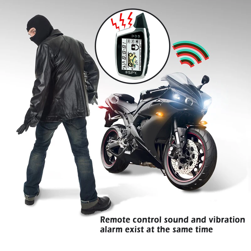 Smart SPY Audio 2-Way Alarm with Waterproof Remote Starter System Easy Installation on Motorcycles and Motorbikes