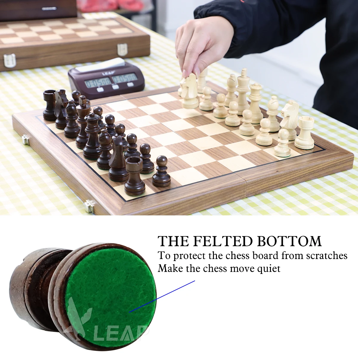 38cm 15 Inch Chess Set International Chess Wooden Magnetic Foldable 32 ...