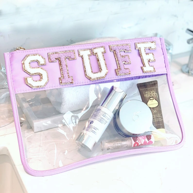 RTS 2023 Trending Customer Logo PVC Clear Nylon Beach Waterproof Makeup Bag Cosmetic Zipper Pouch PVC Makeup Bag