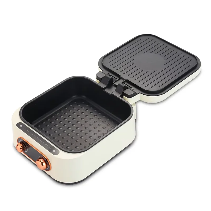 3-In-1 Multi-Function Electric Grill for Household Electric Hot Pot, Barbecue, Shabu-shabu, Pancake Pizza Crepe Maker, 180° Open