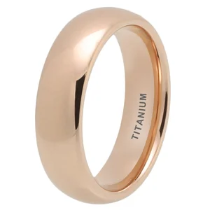 Coolstyle Jewelry Domed Polished 6mm Wholesale Rose Gold Plated Titanium Ring for Men Women Fashion Engagement Wedding Band