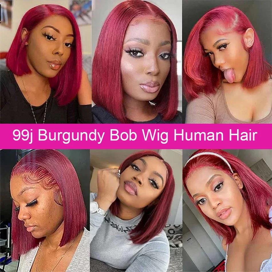 Perruque bob lisse en cheveux humains avec lace front_voghion.com