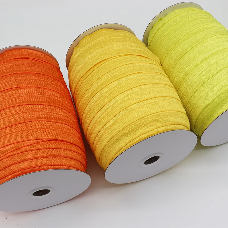High Quality Solid Color 1 Inch Foe Elastic Ribbon Fold Over Elastic