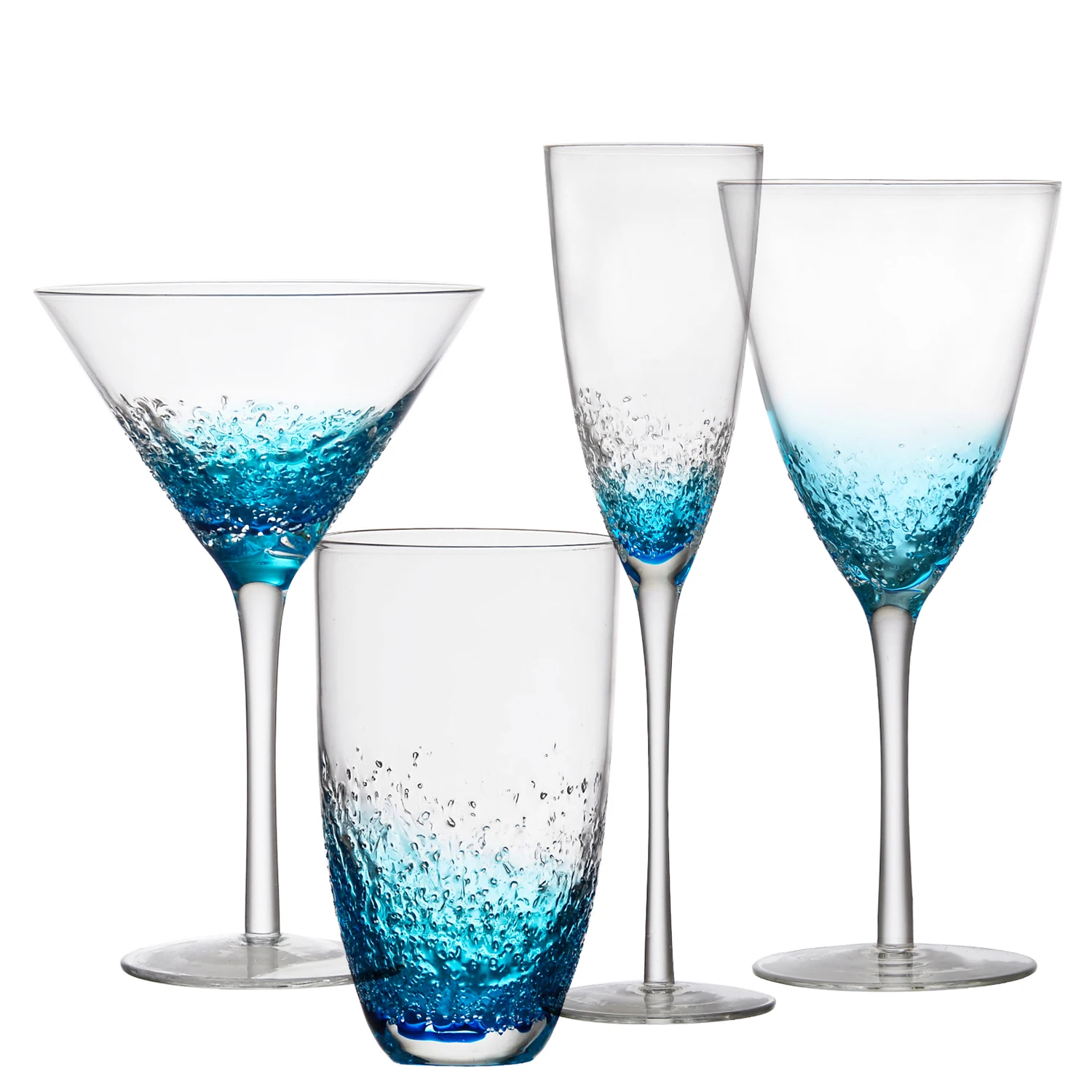 Samyo Custom Unique Gradient Blue Colored Highball Water Glass Drinking Glasses Cup for Gift