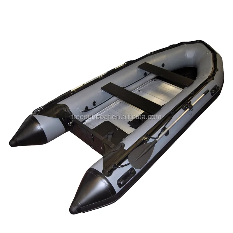 Freesun Heavy Duty Inflatable Boat with Aluminum Floor and Seat Bag 4 Person Paddle Boat