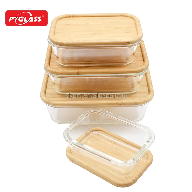 Pie Glass Quality Chinese Products Microwave Oven Safe Glass Food Container  with Bamboo Lid - China Glass Food Container and Food Storage Containers  price