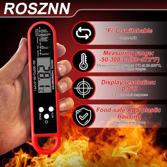 Folding Digital Kitchen Food Thermometer Barbecue Meat Baking Milk Water Temperature Household Thermometers