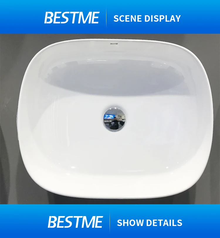 Best Design Popular type Ceramic Wash Basin Rectangular Bathroom porcelain hand wash white ceramic art Hotel Above counter basin