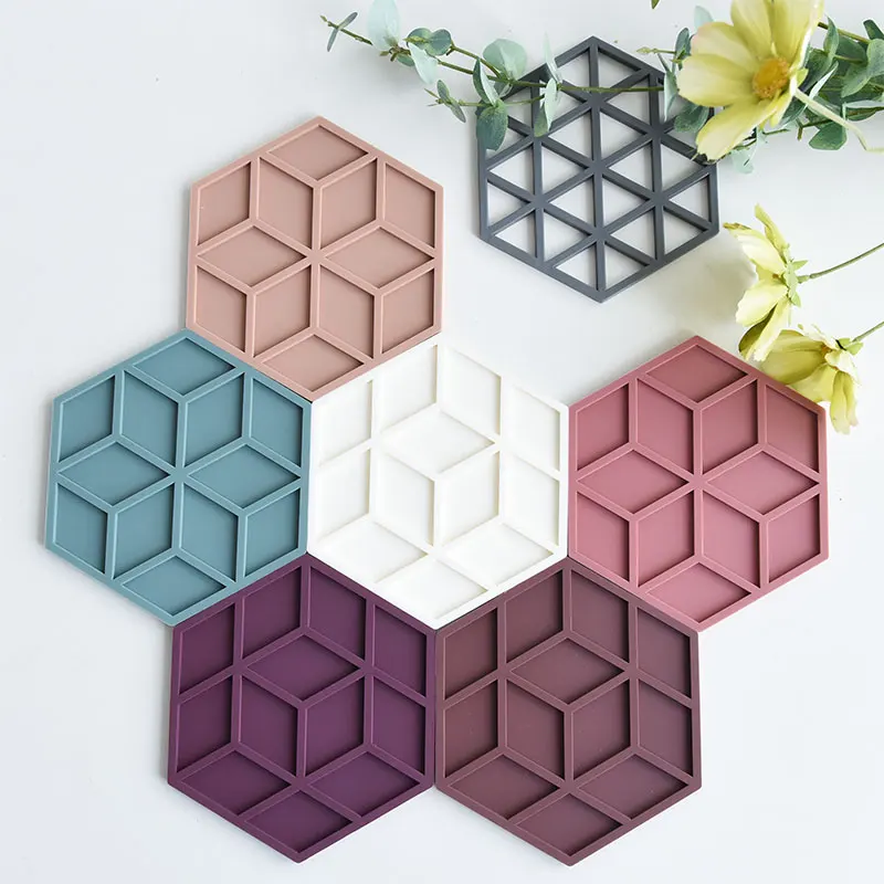 Double-Sided Heat Insulation Cups Dish Custom Silicone Rubber Pvc Mats Wedding Favor Customizable Placemats and Coaster