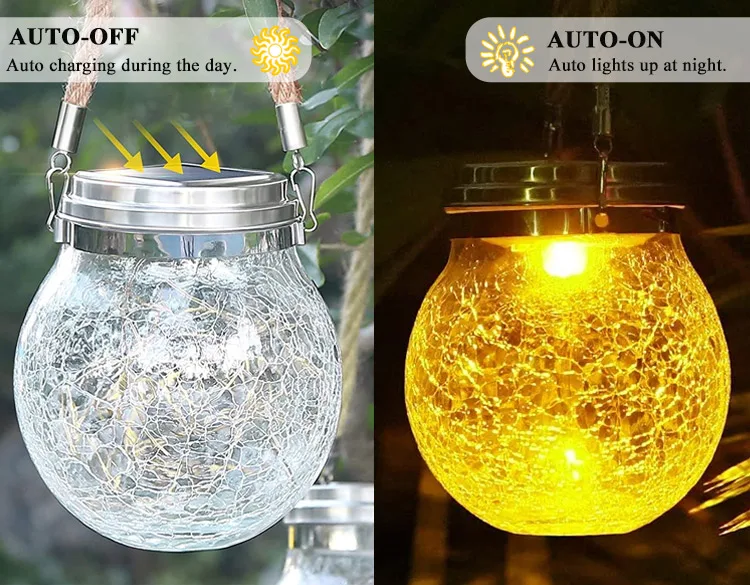 Hot Sale Outdoor Garden Hanging Solar Globe Lanterns Led Solar Crackle