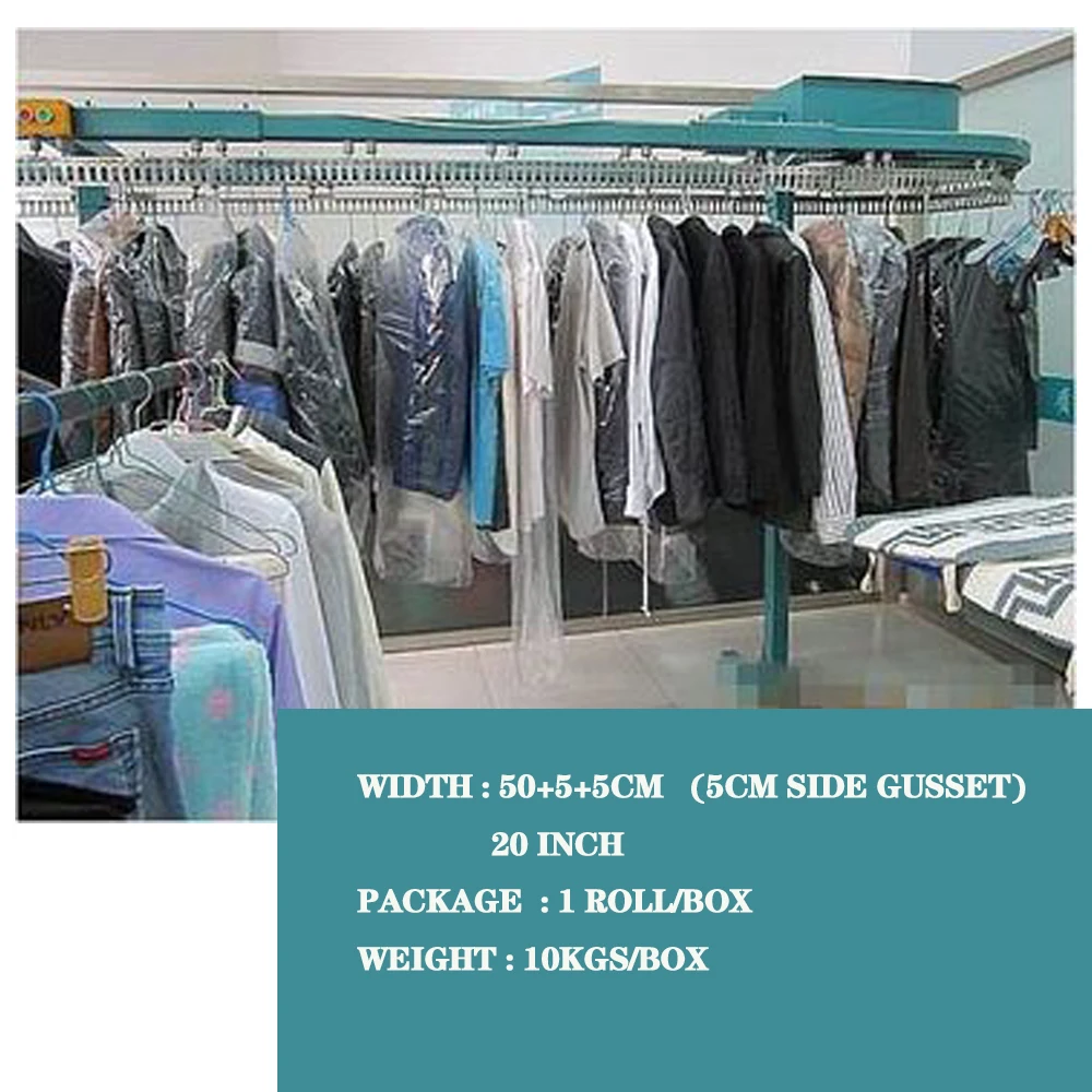 Disposable Clear Pe Laundry Suit Garment Packaging Dry Cleaning Cover