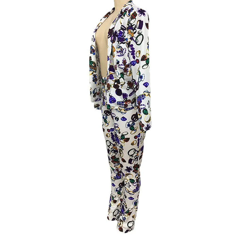 YHK9106, цветочный принт, короткие пальто и брюки-карандаш на каждый день из 2 частей комплект одежды