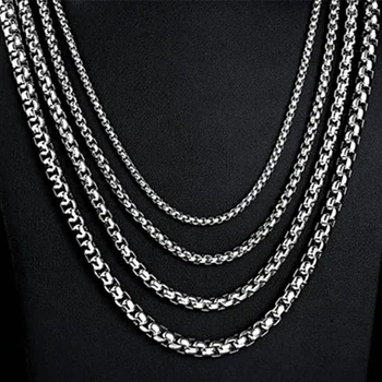 Ready to Ship Stainless Steel Silver Round Box Necklace Chain