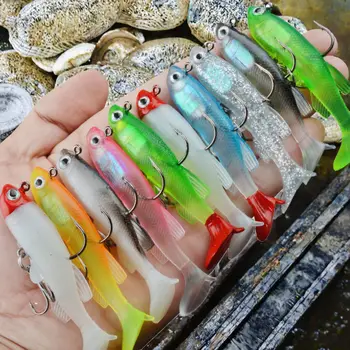 CHEERY Black Minnow 8cm/2.8in 14g Soft Vibe Fishing Lure ABS Artificial Bait Cool Hooks Bottom Fishing for Freshwater Bass – Soft Lure – view 3
