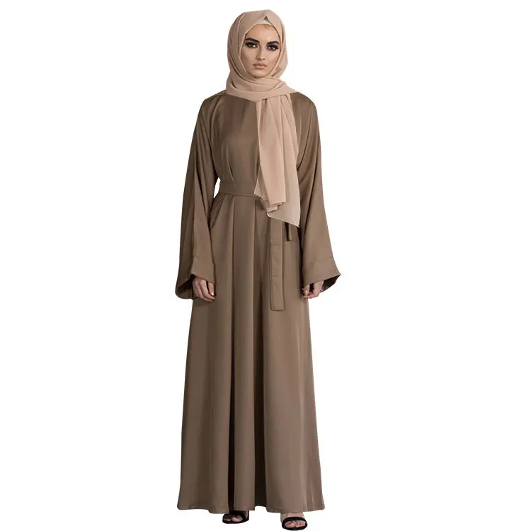 Free Sample Woman's Robe Islam Abayas for Women Loose Muslim Prayer Islamic Clothes With Belt