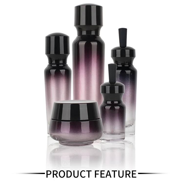 Luxury Glass Lotion Pump Spray Bottle Gradient Cosmetic Containers Face Cream Jar Skincare Bottle Set supplier