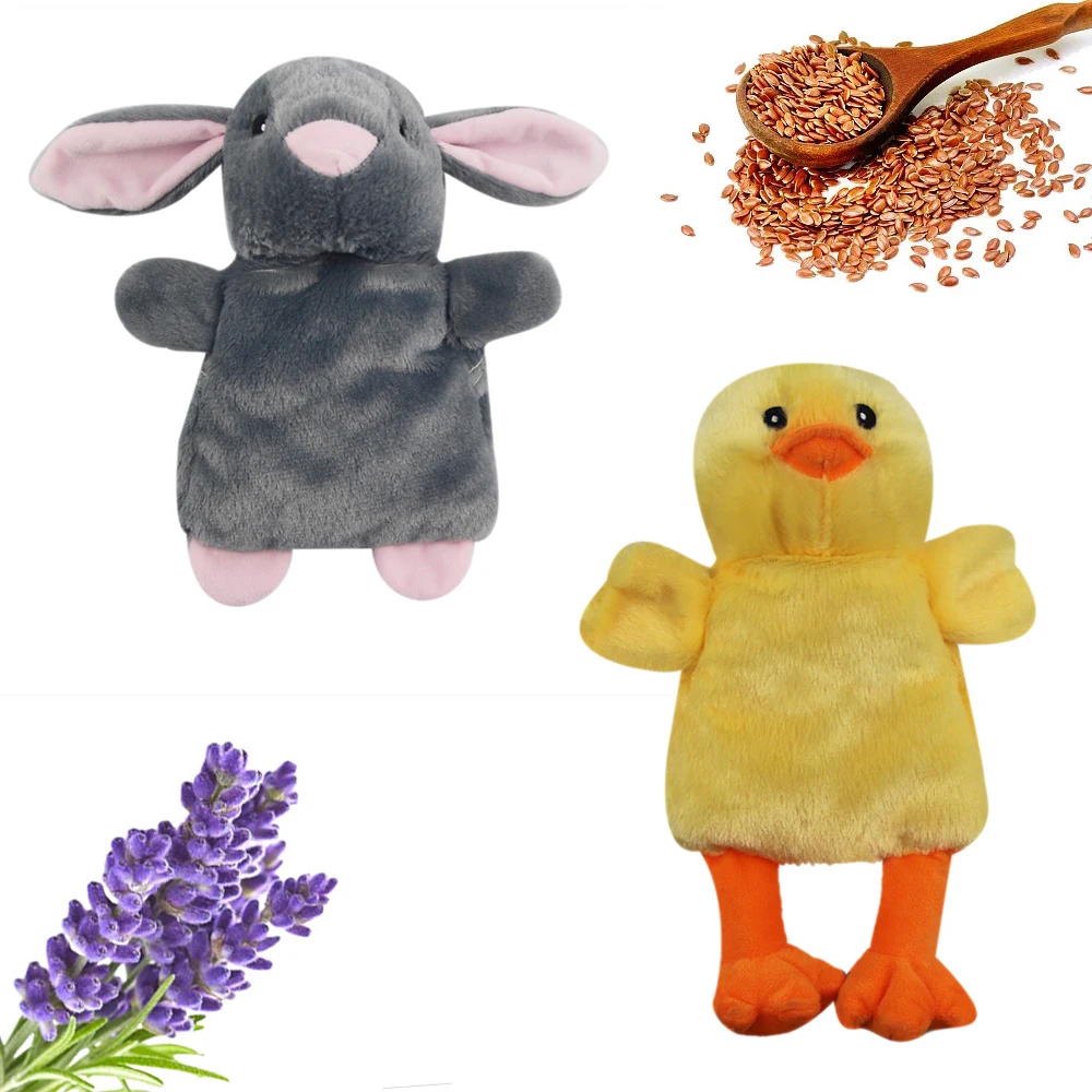 cute animal shape portable microwavable period cramp heating pad stuffed animal wheat bag heat pack with washable bag