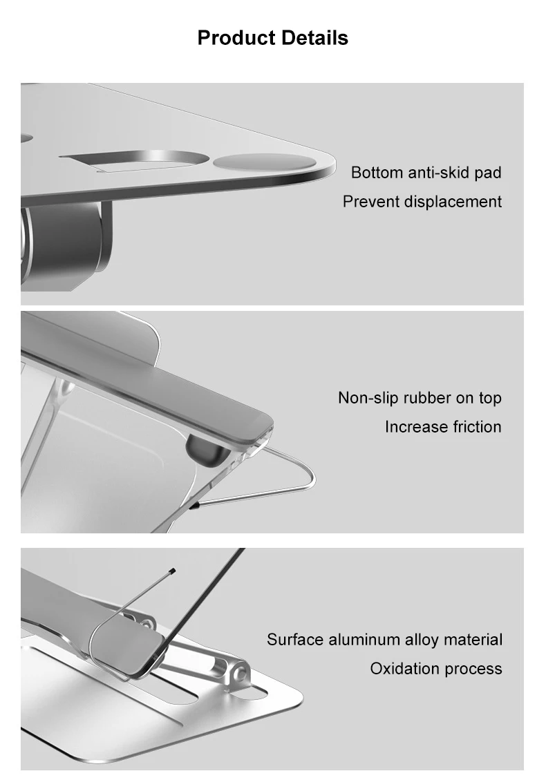 Aluminum Alloy Acrylic Height Adjustable Portable Folding Tabletop Laptop Stand Reading Bookcase