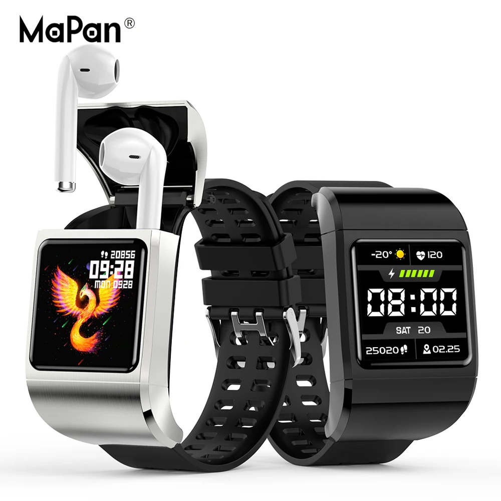 Smart Watch With Bluetooth Earphone Health Heart Rate Sleep Blood