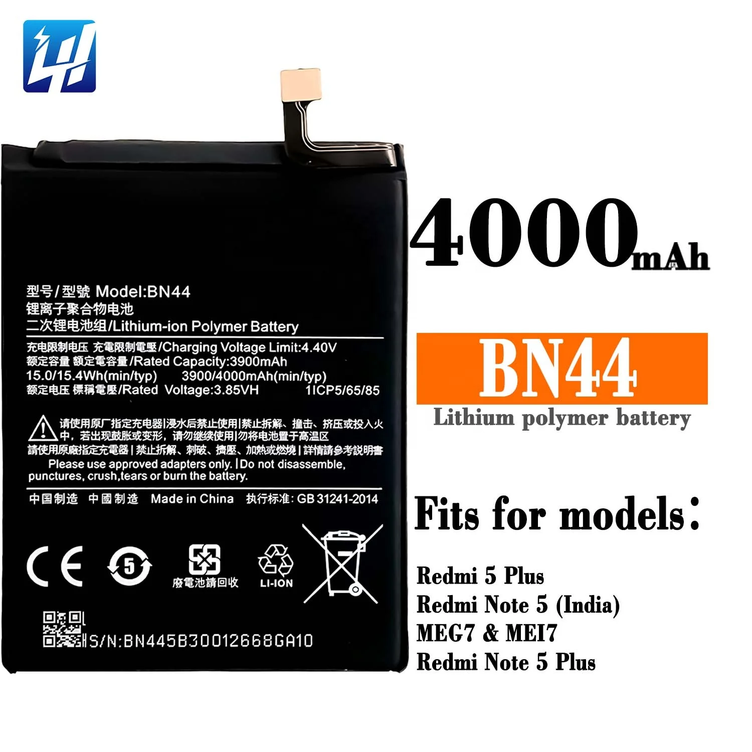 Original Mobile Phone Rechargeable Battery BN44 for Xiaomi Redmi