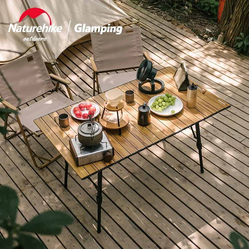 Naturehike MW03 Outdoor Camping Picknick Klapptisch Teleskop Holzmaserung