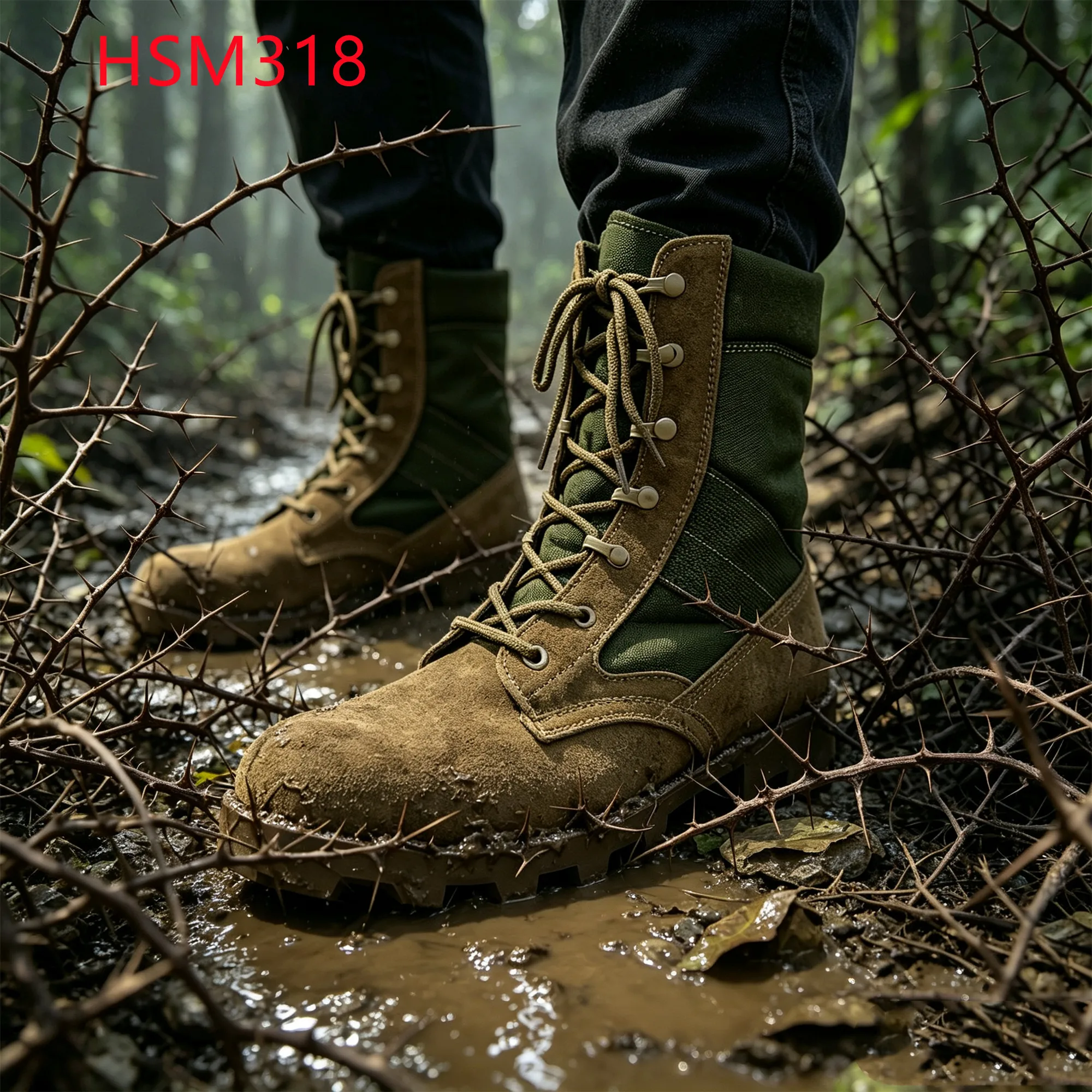 LXG,thorny Ground Anti-penetration Hard Sole Hua Singh Marching Boots Nasty Conditions Vietnam Jungle Boots with air Hole HSM318