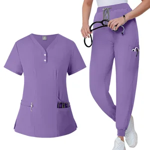Doctor Hand Brushing Clothes Nurse Workwear V-neck Elastic Quick-drying Hand Washing Uniform Women Clothes Nursing Scrubs