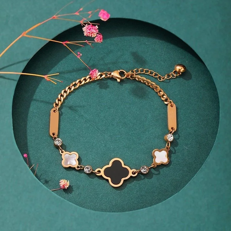 Clover and Rhinestone Bangle main image 1