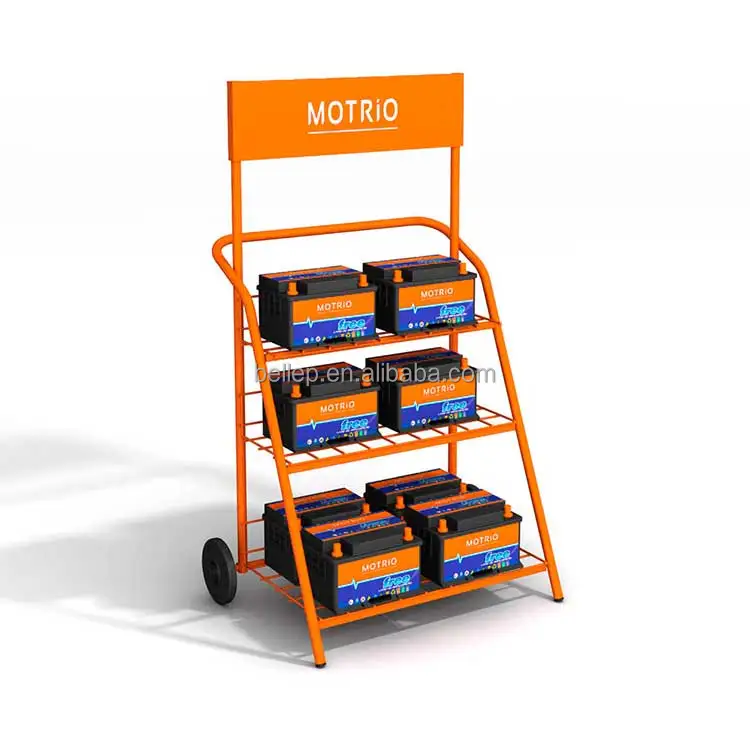 Metal Display Rack - Floor Standing Car Battery Stand