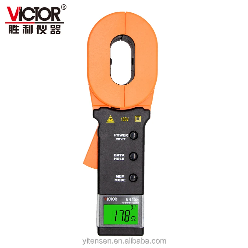 Victor 6412+ Non-contact Digital Clamp Earth Resistance Tester 0.01 ...