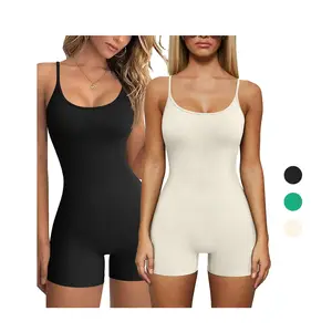 Hot Selling High Elasticity Spandex/Nylon Suspender Sports Jumpsuit Sexy Yoga Fitness Sleeveless Off-the-Shoulder Breathable