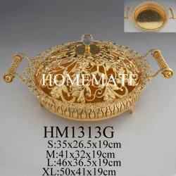 Декор для домашней вечеринки, золотой, серебряный, металлический плоский лоток для сухофруктов с ручкой