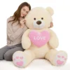 Beige Love Heart Teddy Bear