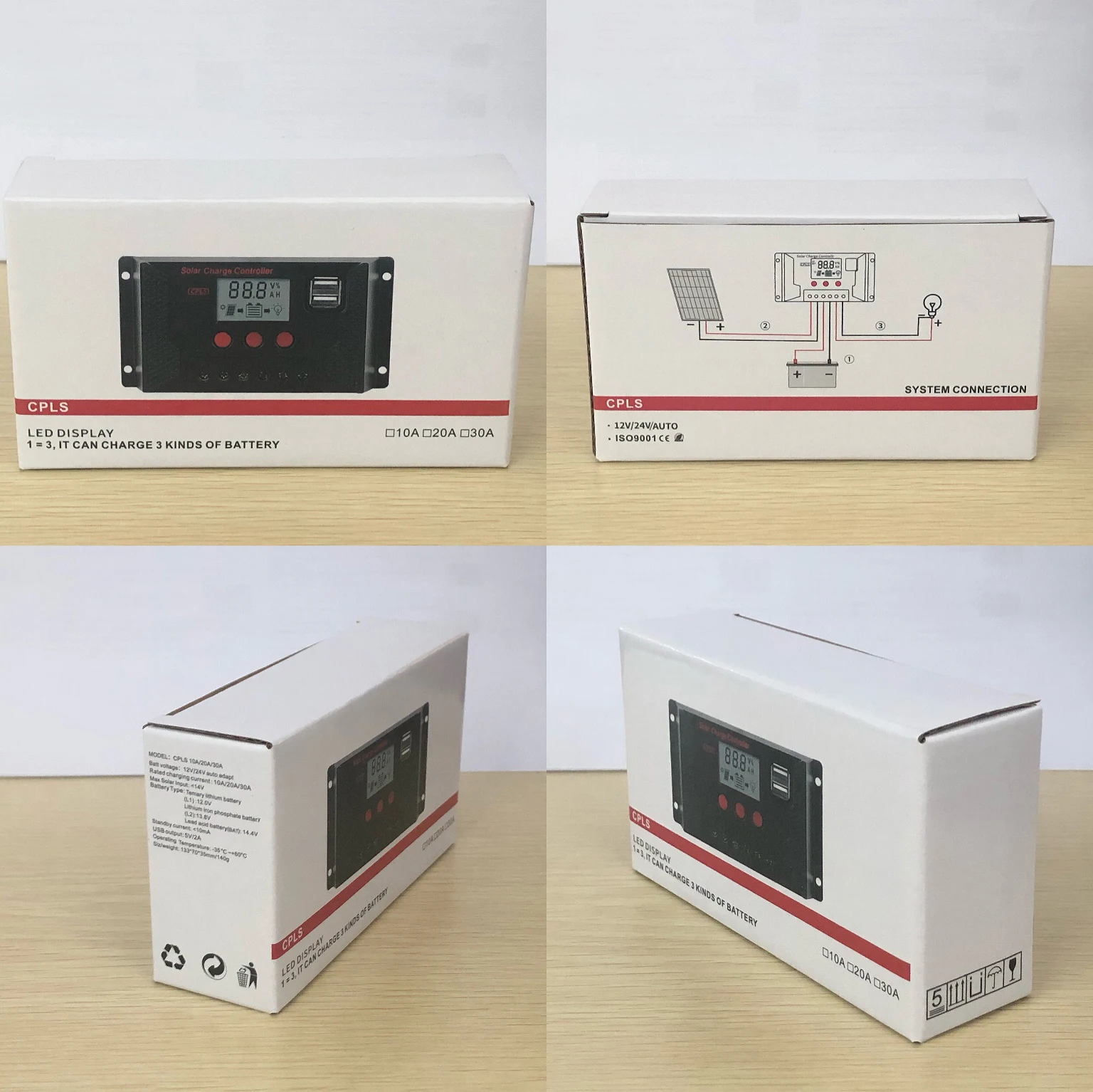 Black shell tow USB 10a 20a 30a 12V 24V auto pwm solar charge controller manual from China supplier