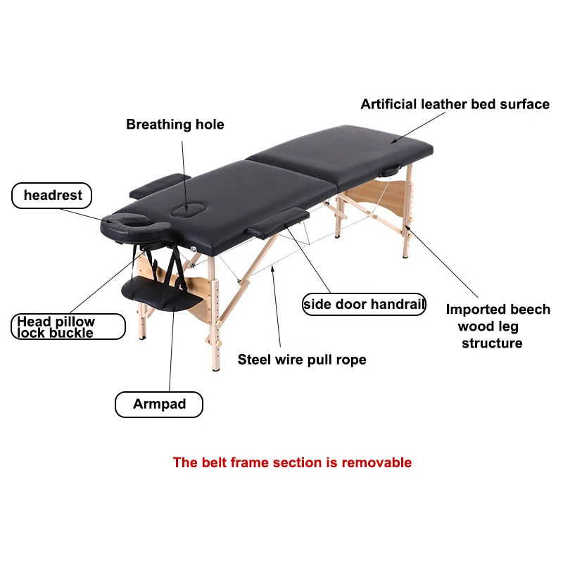 Factory Wholesale Cheap Wooden Foldable Massage Bed Portable Beauty