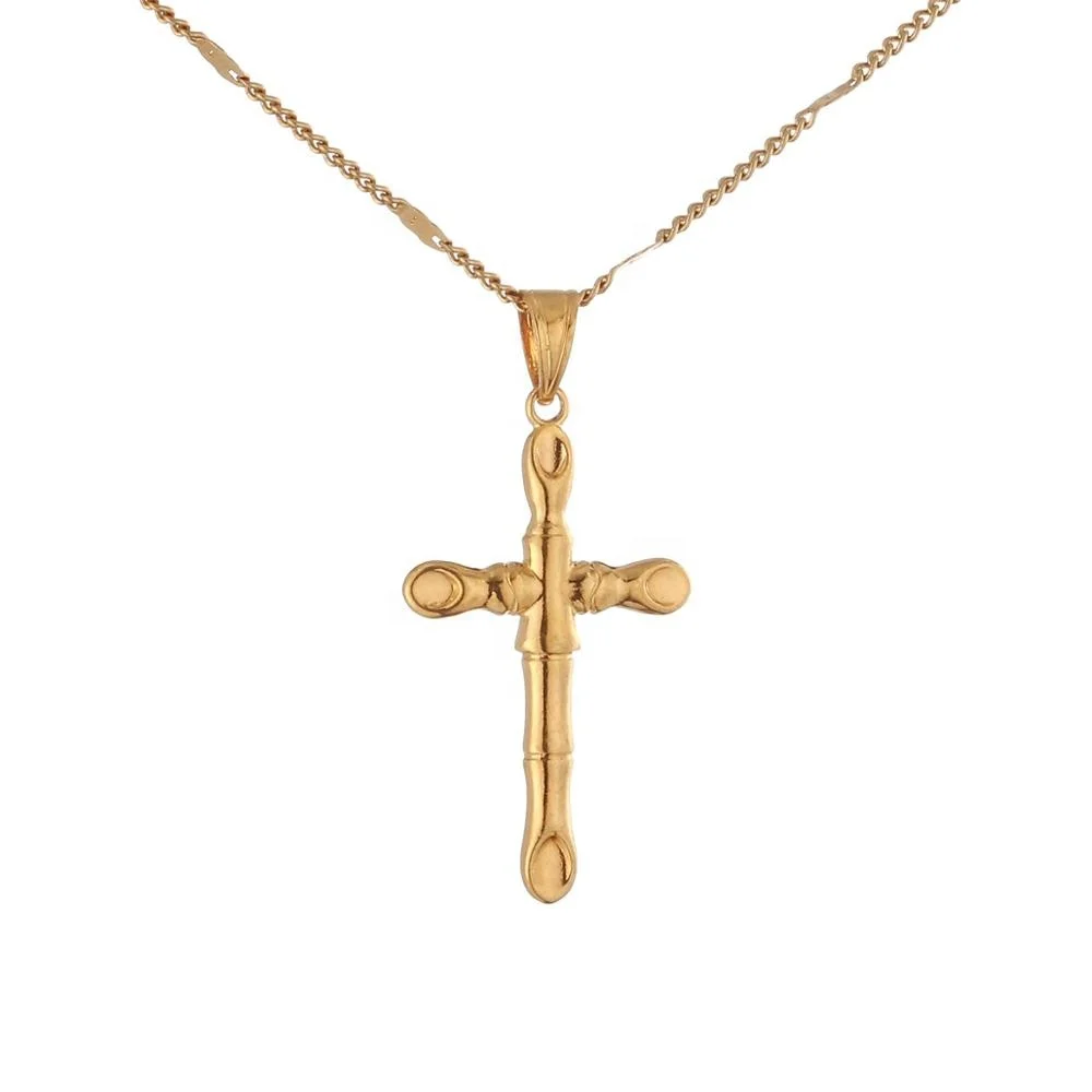 Trendy Cross Chain Jewelry 24k Gold 