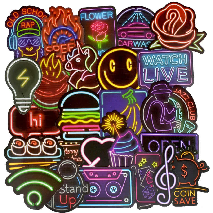 50 Pcs/set Neon Light Sticker Anime Icon Animal Cute Decals Stickers Gifts  For Children Diy - Buy Gifts For Piano Players,Diy Gifts For Teens,Neon  Light Sticker Product on 