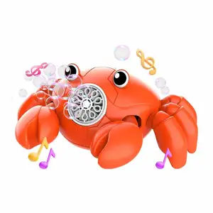 ITTL Outdoor Cartoon Crab Shaped Automatic Bubble Maker Crawling Bubble Toys with Cool Light Music Bubble Machine Toys for Kids