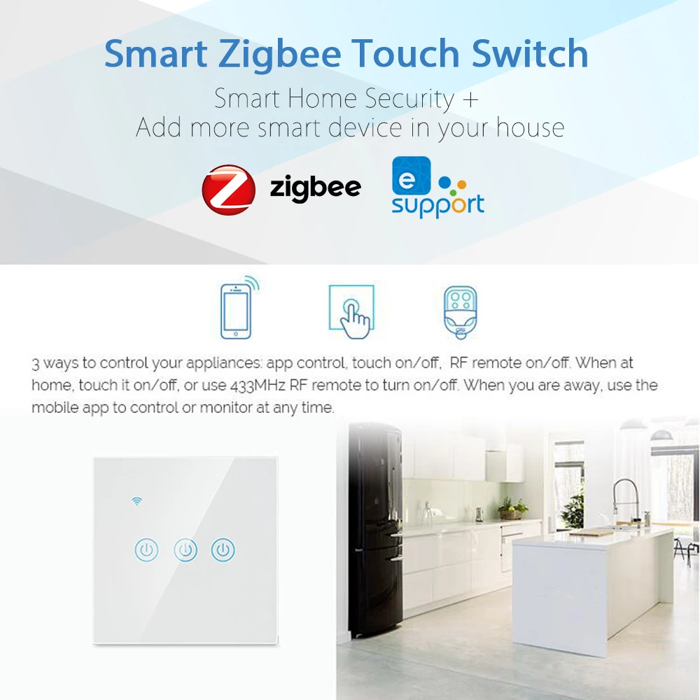 Ewelink 1 2 3 4gang Smart Zigbee Touch Light Wall Switch Us Standard
