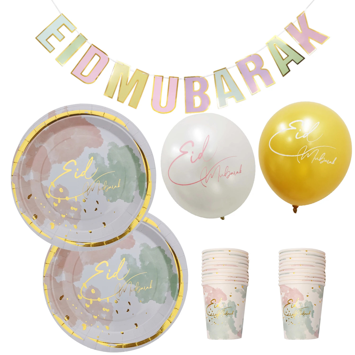 Platos De Macarrón Musulmán,Juego De Globos De Decoración Para Fiesta  Islámica,Pastel,Estampado Dorado,Papel De Aluminio,Taza De Placa,Eid  Mubarak - Buy Macaron Eid Mubarak Placa De Papel De Taza,Pastel Partido  Islámico Globo Decoración Conjunto,Musulmán