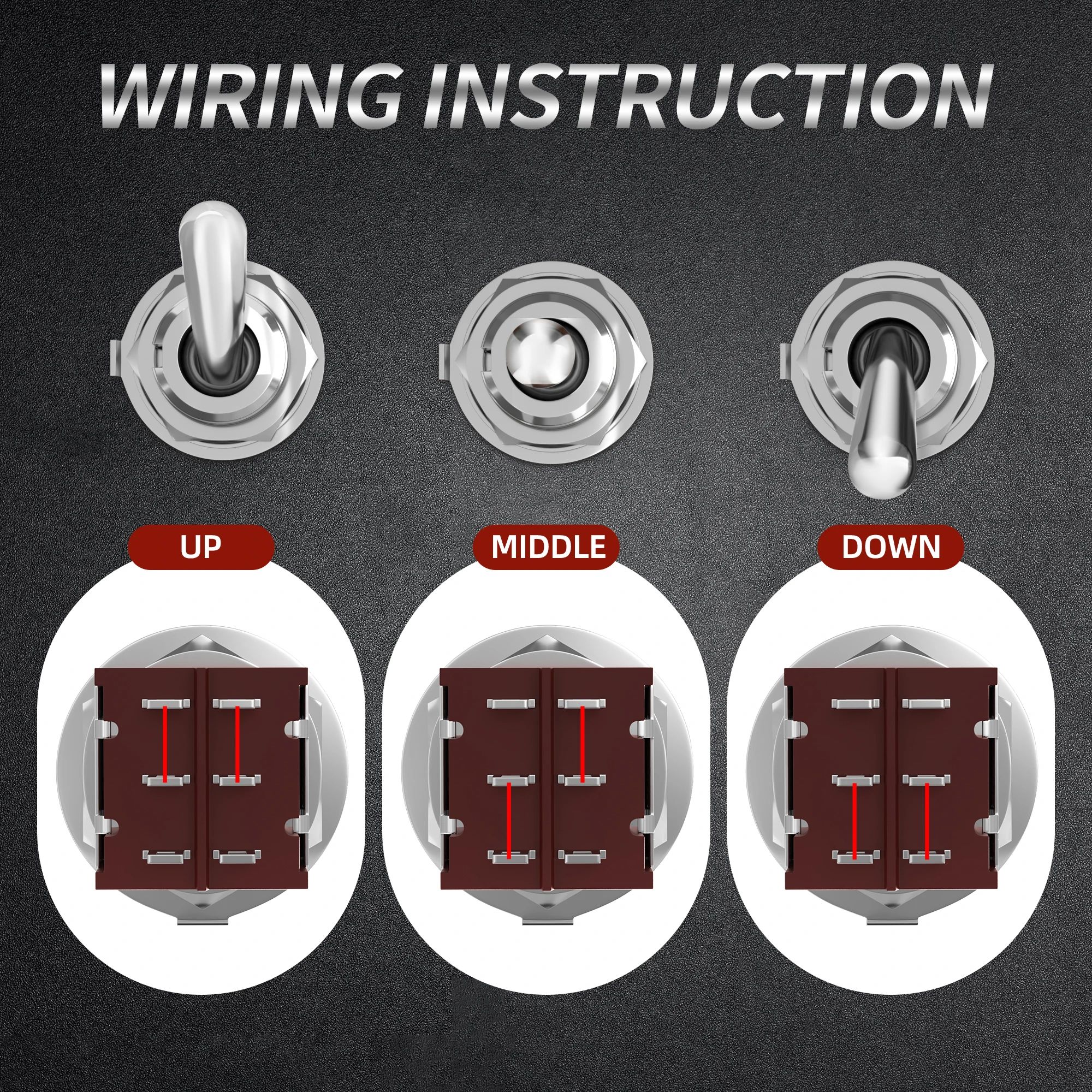 Zip Switch Interruttore a Levetta Dpdt On-On 250V AC 3A